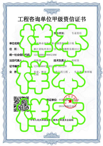 工程咨询单位甲级资信证书