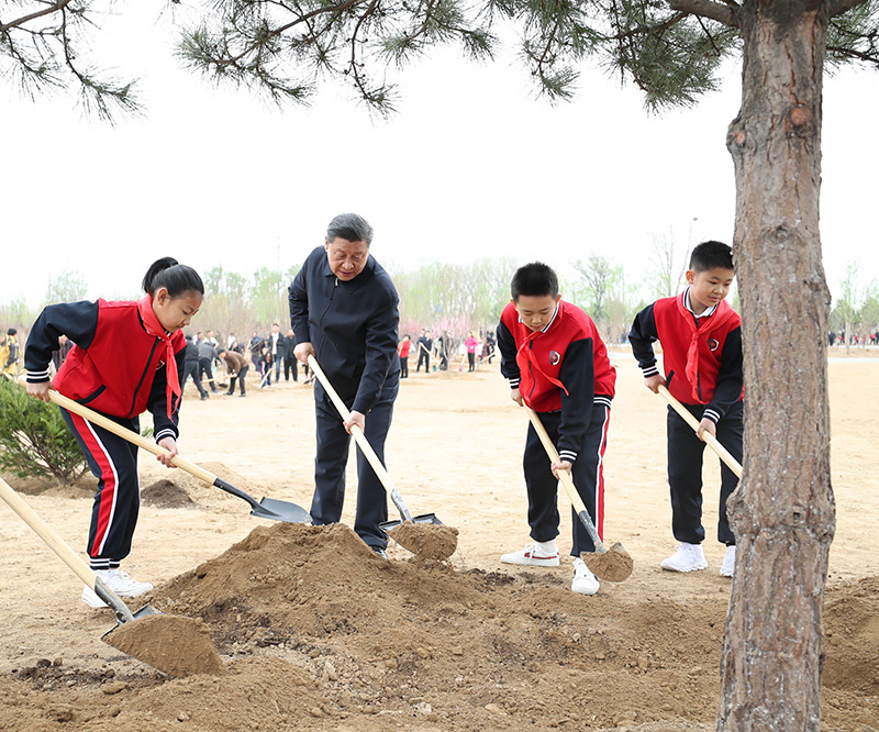 习近平在参加首都义务植树活动时强调：倡导人人爱绿植绿护绿的文明风尚 共同建设人与自然和谐共生的美丽家园