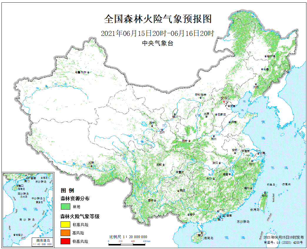 森林火险气象等级预报(20210615)